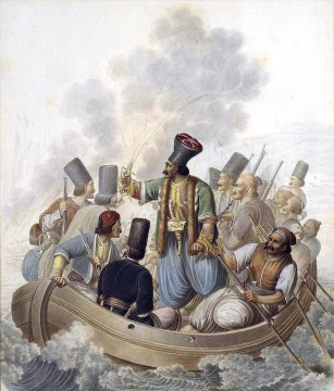Scène de la guerre d’indépendance représentant la caricature de Konstantinos Kanaris Georg Emanuel Opiz Peinture à l'huile